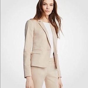 ann taylor Petite Cotton Sateen One Button Perfect Blazer in island sand tan